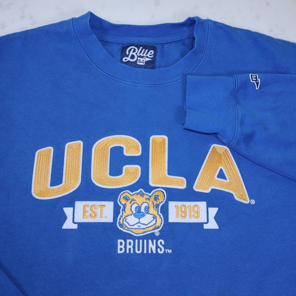 Blue 84 UCLA Bruins Sweatshirt Mens Blue Crewneck Joe Bruin Mascot CCRW Large